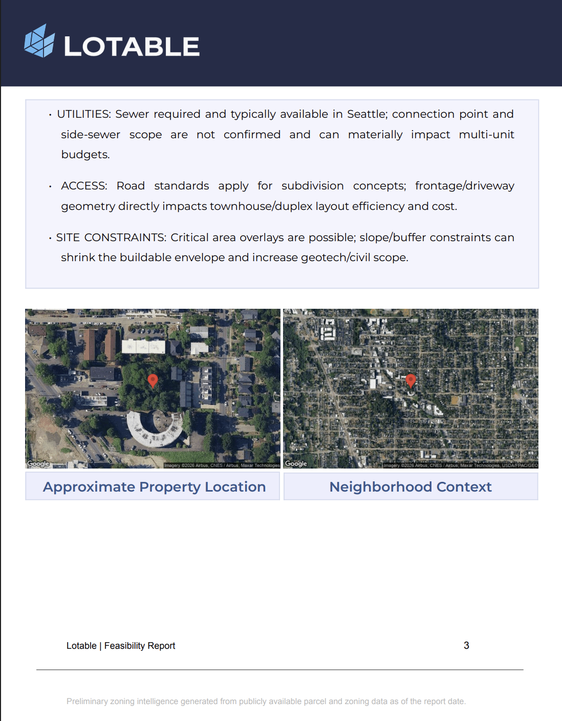 Sample Lotable map and neighborhood context page